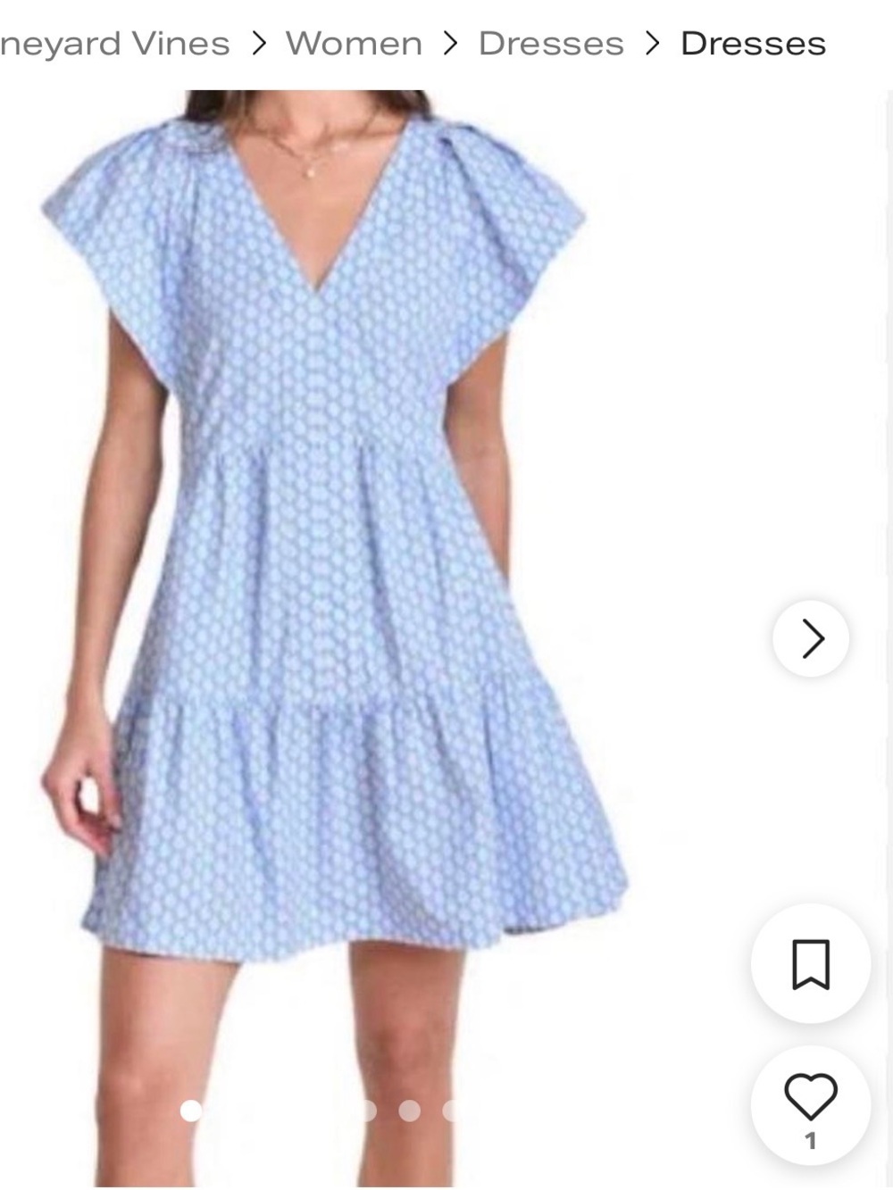 Vineyard Vines Sophie Harbor Dress Light Blue Print, Size XL